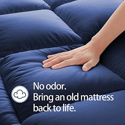 Cooling Mattress Topper Twin for Back Pain, Extra Thick Mattress Pad Cover,  Plush Pillow Top Overfilled with Down Alternative, Deep Elastic Pocket,  Navy - Yahoo Shopping