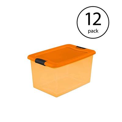 64 Qt Latching Box Plastic Bin Organizer Shop Storage Containers Tote Set  of 6