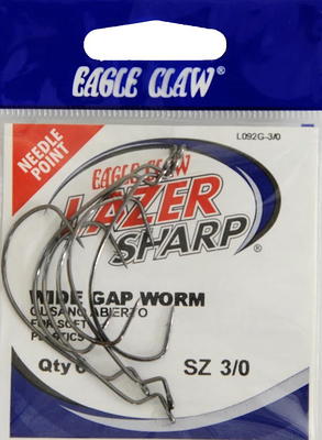 Eagle Claw Lazer Sharp Wide Gap Worm Hook - 6 pk