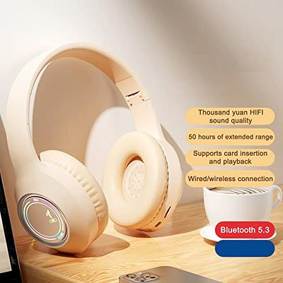 9S Over Ear Bluetooth Headphones, 60 Hours Playtime, Hi-Fi Stereo, Deep  Bass, Microphone, Foldable, Rose Gold