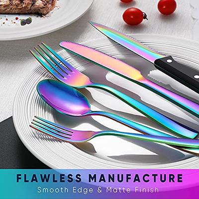 Hiware 48 Piece Matte Black Rust Resistant Stainless Steel Silverware Set