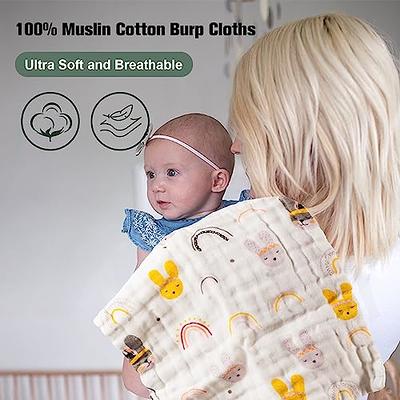 Looxii Muslin Burp Cloths 100% Cotton Muslin Cloths Large 20''x10'' Extra  Soft and Absorbent 6 Pack Baby Burping Cloth (White