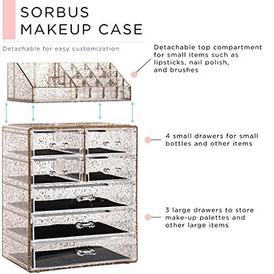 Cosmetic Makeup and Jewelry Storage Case Display, Spacious Design, Great  for Bathroom, Dresser, Vanity and Countertop (3 Large, 4 Small Drawers,  Clear) 