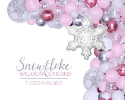 Winter Wonderland Decorations, Winter Themed Baby Shower Balloon Arch,  Winter Onederland Birthday Party Decor, Snowflake Balloon Garland 