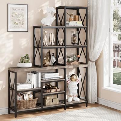 IDEALHOUSE Triple Wide 5 Tier Book Shelf, Tall Bookshelf with Open Display  Shelves, Industrial Large Bookshelves and Bookcases with Metal Frame for