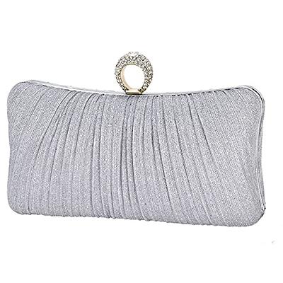 Mulian LilY Black Velvet Evening Bags For Women With Flower Closure  Rhinestone Pearl Embellished Cluth Purse For Party Wedding M505: Handbags
