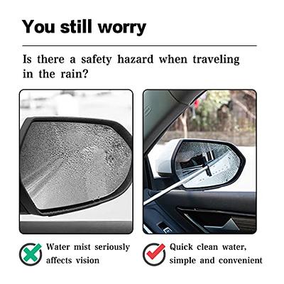 Car Rear-View Mirror Wiper,Mini Rearview Portable Mirror Wiper with  Squeegee,Decontamination and Water Mist Removal,Telescopic Rear-View Mirror  Wiper