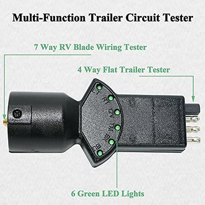 Oyviny 4 Way Flat Trailer Circuit Tester 4 Pin Straight Trailer Light  Wiring Socket Tester with LED Indicators for Turn Signal Tail Lights  Trouble