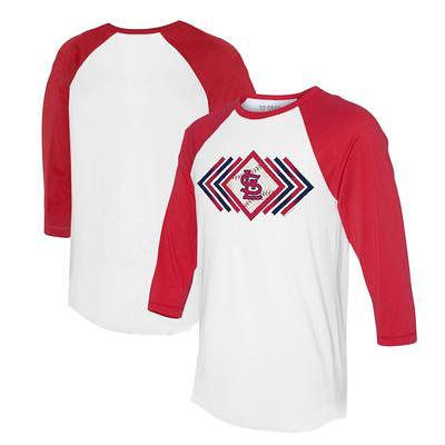 Women's Fanatics Branded Light Blue/Red St. Louis Cardinals True Classic League Diva Pinstripe Raglan V-Neck T-Shirt