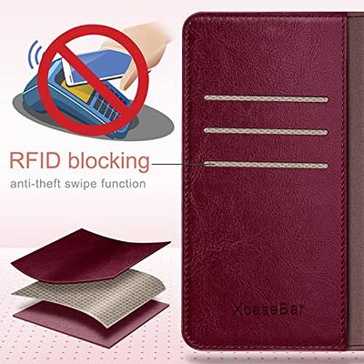 PU Leather Wallets for Women RFID Wallet Multiple Card Slots-Wine Red