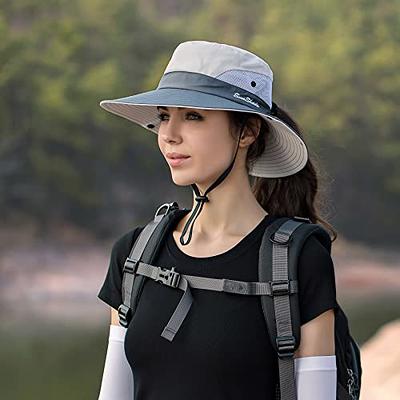 Women Summer Adjustable Bucket Hat With A Ponytail Hole Lady Sun