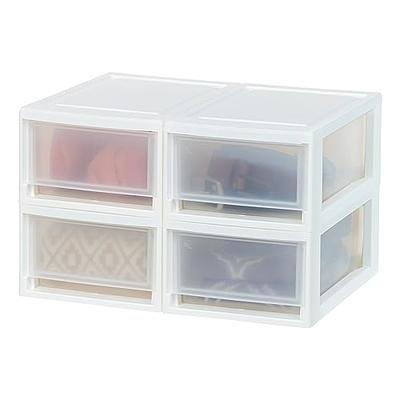 Citylife 1.3 QT 10 Pack Small Storage Bins Plastic Storage Container  Stackable Box with Lids for Organizing, Clear White