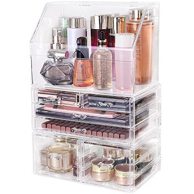 PENGKE Makeup Organizer for Vanity Multifunction Desk Organizer with  Drawers Clear Bathroom Organizer Countertop for Cosmetics Lipsticks Jewelry  Nail Care Skincare 2 Drawers