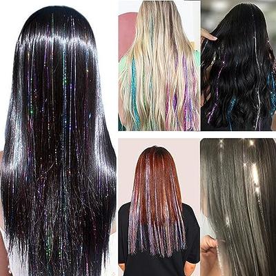 Hair Tinsel Kit with Tools Colorful Hair Tinsel Heat Resistant Tinsel Hair Extensions, Human Hair Extensions Sparkling Shiny Glitter Fairy Hair