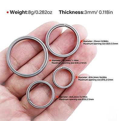 TISUR Titanium Keychain Rings, Split Side Pushing Heavy Duty Black