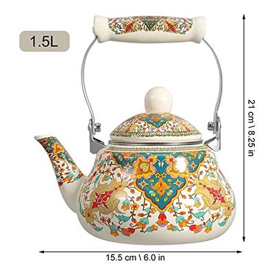 Enamel Tea Kettle Stovetop Large Porcelain Enameled Teakettle Colorful  Floral Steel Teapot for Hot Water, Retro Decor, No Whistling - Yahoo  Shopping