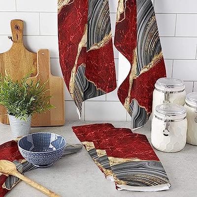 Abstract 2 Pack Dish Towel for Kitchen,Absorbent Dishes Cloth Burgundy Red  Golden Gray Marble Soft Hand Towels for Home Cleaning Quick Drying Bathroom  Cloths Terry Modern Fluid - Yahoo Shopping