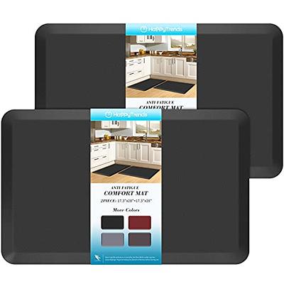 KMAT Kitchen Mat [2 Pcs] 0.47inch Cushioned Anti-Fatigue Kitchen Rug, Waterproof Non-Skid Kitchen Mats and Rugs Heavy Duty PVC Ergonomic Comfort