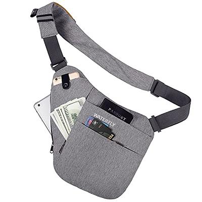 Waterfly Sling Crossbody Chest Bag: Grey Slim Anti-theft Cross Body Bag  Over Shoulder Backpack Stealth Side Pack Man Woman