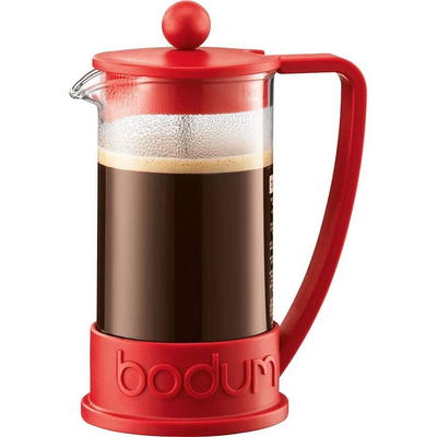 Mr. Coffee 30oz Glass and Stainless Steel French Coffee Press in Red 