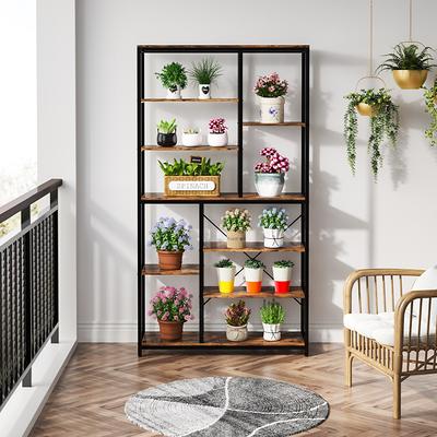 Dextrus 70.8 inch Corner Shelf, 5 Tier Corner Bookshelf and Bookcase, Modern Open Free Standing Shelving Unit Wooden Display Rack Storage Shelves for