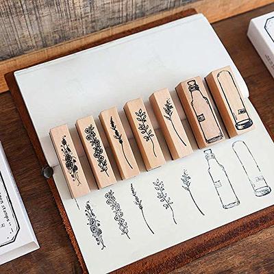 Vintage Letter & Number Wooden Rubber Stamp Set