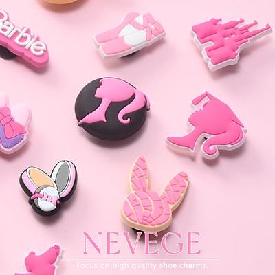 NEVEGE 32 Pcs Pink Shoe Charms for Girls Women PVC Pink Shoe Decoration Charms Cute Shoe Charms Bag Charms Pink Charms for Teens Kids Birthday Party