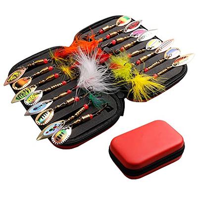Cheap 5pcs Spinner Lures Baits with Tackle Box Bass Trout Salmon Hard Metal  Rooster Tail Fishing Lures Kit
