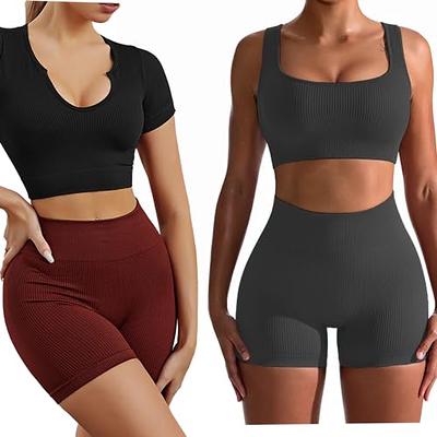 BLUELILY Women's Ribbed Workout Shorts High Waist Seamless Gym Shorts for Women  Athletic Fitness Yoga Shorts Pack - Yahoo Shopping