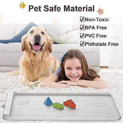  Dog Food Mat - Silicone Dog Mat for Food and Water - 36 x 24  Large Pet Feeding Mats with Residue Collection Pocket - Waterproof Dog Cat  Bowl Mat with High
