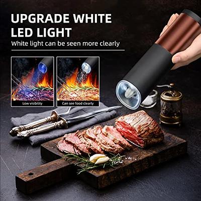 Rechargeable Gravity Salt & Pepper Grinder Set with LED Light