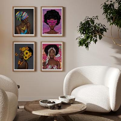 Indigo Art Studio Pre Drawn Canvas Painting for Adults Kids | Stenciled |  Art Activity | Afro Queen | DIY Birthday Gift & Adult Sip and Paint With