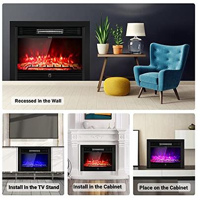 COSTWAY 28.5-Inch Electric Fireplace Inserts, 750W/1500W Wall Recessed and  Freestanding Fireplace with 3 Flame Colors, 5 Brightness Settings, 8H  Timer, Remote Control, Fireplace Heater for Indoor Use - Yahoo Shopping