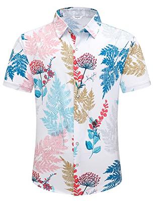 Men's Floral Shirt Tropic Leaf 3d Print Shirts Men Fashion Hawaiian Shirt  Casual Beach Short Sleeve Blouse Men's Lapel Shirt Boy