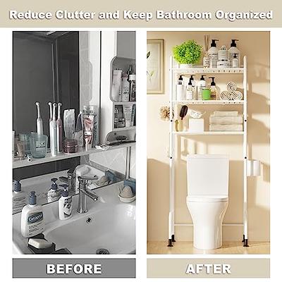 Over The Toilet Storage, Wooden 3-Tier Over-The-Toilet Rack Bathroom Space  Saver Organizer, Freestanding Above Toilet with Toilet Paper Holder and
