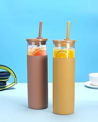 tronco 20 oz Glass Tumbler Glass Water Bottle Straw Silicone Protective  Sleeve Bamboo Lid - BPA Free - White - Yahoo Shopping