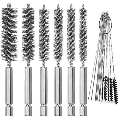 6 Pieces Stainless Steel Bore Brush in Different Sizes + 15 Pcs