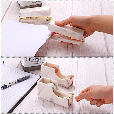 PATIKIL Stapler and Tape Dispenser Set, 1 Set Cute Stapler Tape Dispenser  Desk Weighted Marble Tape Cutter Heavy for Tape Office Women Desktop, Gold  - Yahoo Shopping