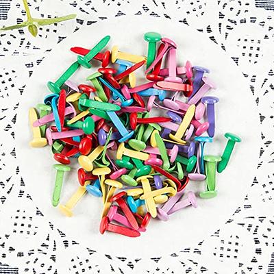 100Pcs Mini Brads,Multi Color Round Metal Paper Brass Paper Fasteners  Pastel Brads for DIY Crafts Scrapbooking School Project Decorative(Gold)