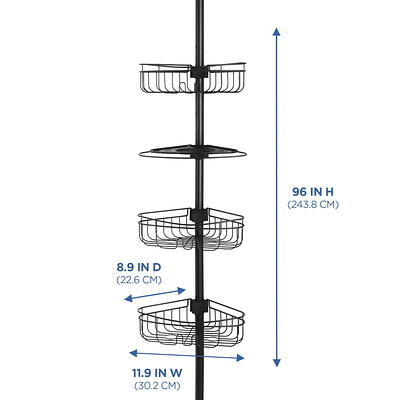 Mainstays Adjustable Tension Shower Pole Caddy with 3 Shelves - White - 1 Each