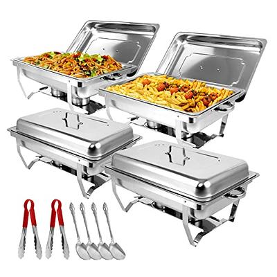 Set Of 4 Round Chafing Dish Food Warmer Tray Buffet Catering Stainless  Steel