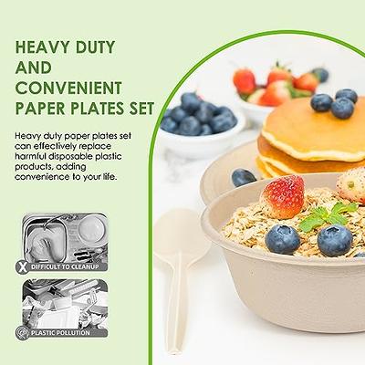 Gezond 250Pcs Disposable Paper Plates Set, Compostable Plate Sugarcane  Utensils Eco Friendly Dinnerware Kit Includes 50 Biodegradable Plates,  Forks