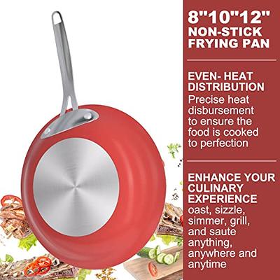 ROCKURWOK 3 Pcs Frying Pan Set, Hard Ceramic Nonstick Cookware Set,  8in/10in Omelet Pan, 12in Skillet, Inducton, Dishwasher & Ovens Safe, Free  of PFAS