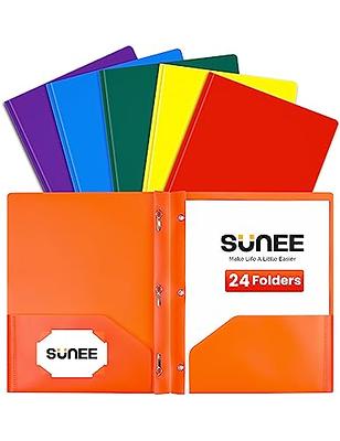 EOOUT 10 Pack Binder Folders 2 Pocket File Folders 3 Hole Punch Poly  Folders, 10 Bright Colors Plastic Folders with 2 Business Card Slot for 3  Ring