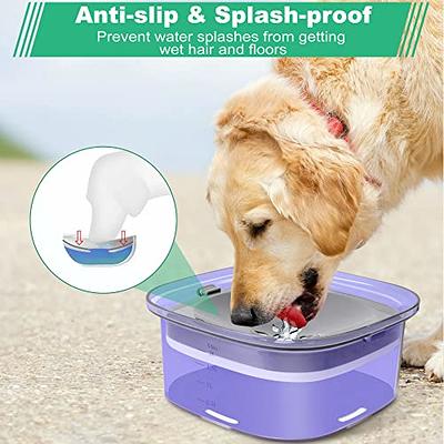 ELS Pet Dog Bowl No Spill, Pet Water Bowl No Drip Slow Water Feeder Cat Bowl , Pet Water Dispenser 35oz/1L Travel Water Bowl for Dogs, Cats