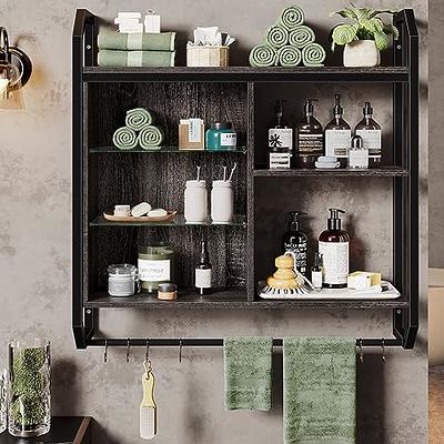 Bathroom Shelves Towel Rack with Bars Wall Mounted Farmhouse Towel