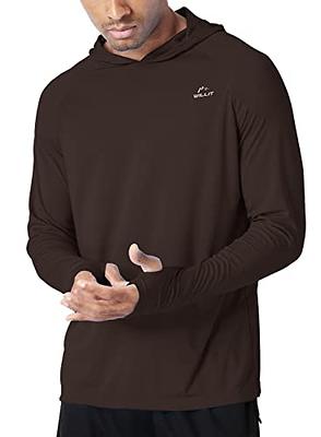  Mens UPF 50+ Sun Protection Hoodie Shirt Long Sleeve SPF  Fishing Outdoor UV Shirt Hiking Lightweight Bark Brown XXXL