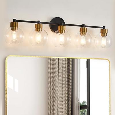 yenlacy Bathroom Light Fixtures, Black and Gold 5 Light Bathroom Vanity  Light, Bathroom Lights Over Mirror with Globe Glass Shade and Metal Base,  Vanity Lights for Bathroom, Stairs, Kitchen - Yahoo Shopping