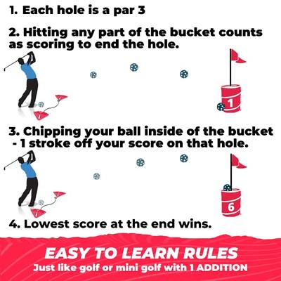 bucketgolf Game 3 Hole Starter Set - New Outdoor Yard Golf Game