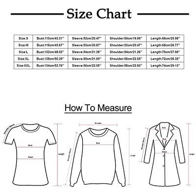 Size Chart Womens Hoodie Dress